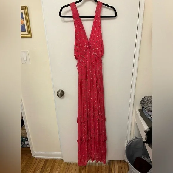 NWT Pink Tiered Shimmer Metallic Dress size Large - Picture 8 of 11